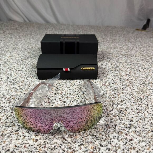 Carrera Oversized Shield Sunglasses Multicolor Frame Pink Mirrored Lens - Picture 7 of 9